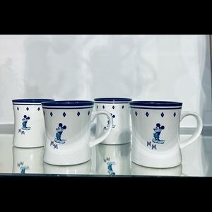 ❤️‍🔥 (5/20) Vintage Yummy Disney Cobalt Blue Coffee Cocoa Mugs Set of 4